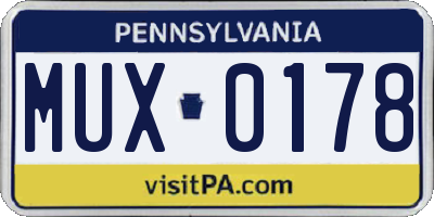 PA license plate MUX0178