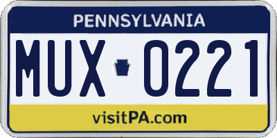 PA license plate MUX0221