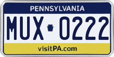 PA license plate MUX0222