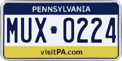 PA license plate MUX0224