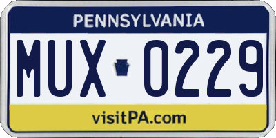 PA license plate MUX0229