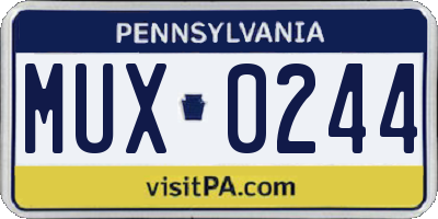 PA license plate MUX0244