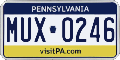 PA license plate MUX0246