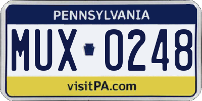 PA license plate MUX0248