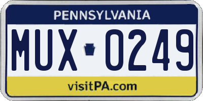 PA license plate MUX0249