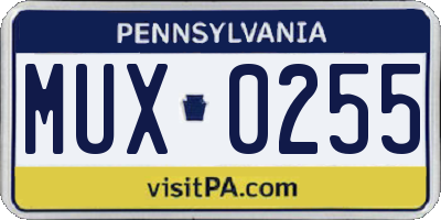 PA license plate MUX0255