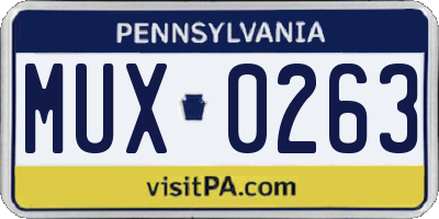 PA license plate MUX0263