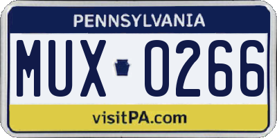PA license plate MUX0266
