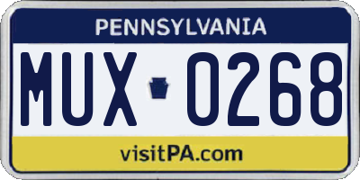 PA license plate MUX0268