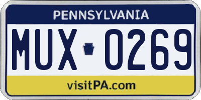 PA license plate MUX0269