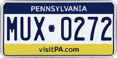 PA license plate MUX0272