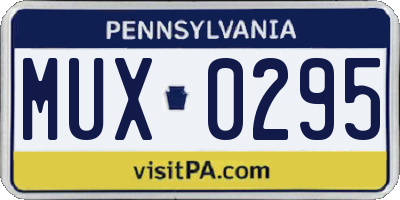 PA license plate MUX0295