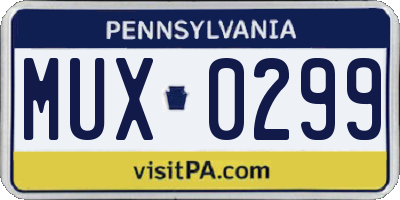 PA license plate MUX0299