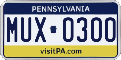PA license plate MUX0300