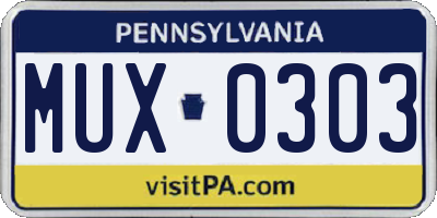 PA license plate MUX0303
