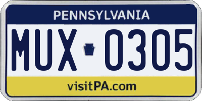 PA license plate MUX0305