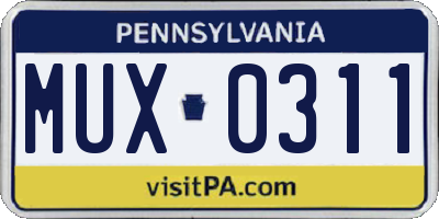 PA license plate MUX0311