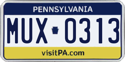 PA license plate MUX0313