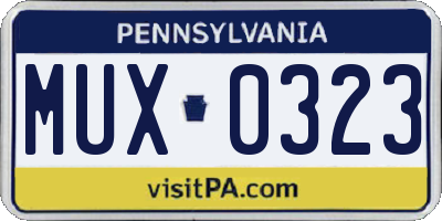 PA license plate MUX0323
