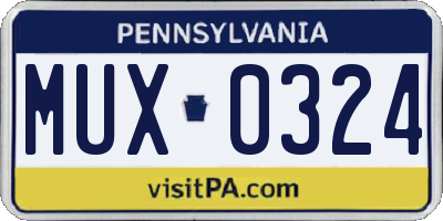 PA license plate MUX0324