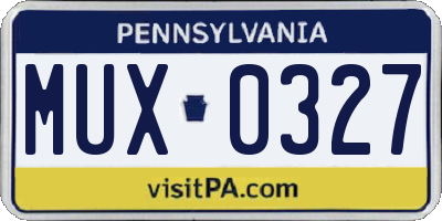 PA license plate MUX0327