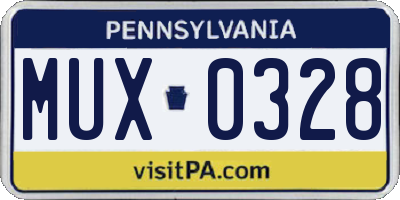 PA license plate MUX0328