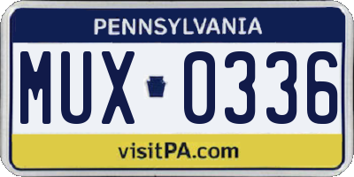PA license plate MUX0336