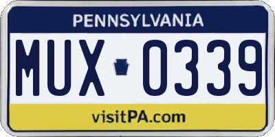 PA license plate MUX0339