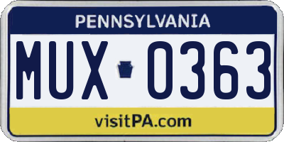 PA license plate MUX0363