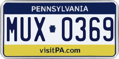 PA license plate MUX0369