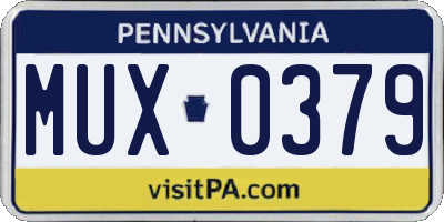 PA license plate MUX0379
