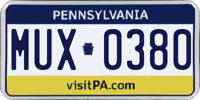 PA license plate MUX0380