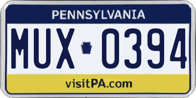 PA license plate MUX0394