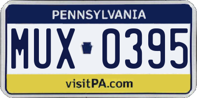 PA license plate MUX0395