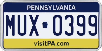 PA license plate MUX0399