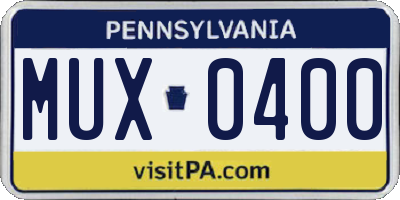 PA license plate MUX0400