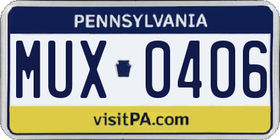 PA license plate MUX0406