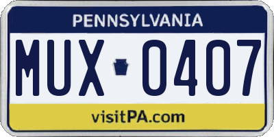 PA license plate MUX0407