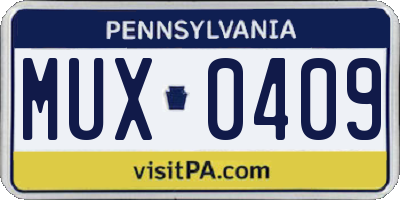 PA license plate MUX0409