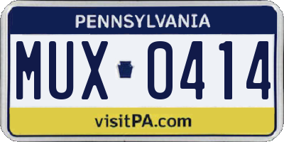 PA license plate MUX0414