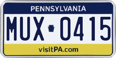 PA license plate MUX0415