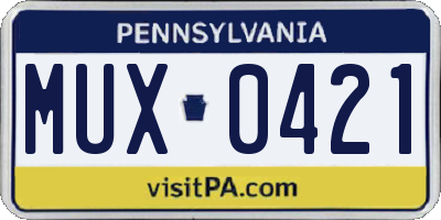 PA license plate MUX0421