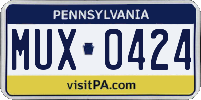 PA license plate MUX0424
