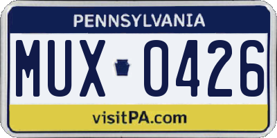 PA license plate MUX0426