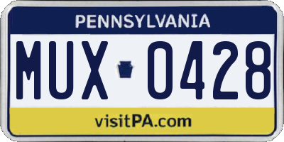 PA license plate MUX0428