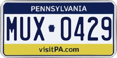 PA license plate MUX0429