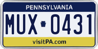 PA license plate MUX0431