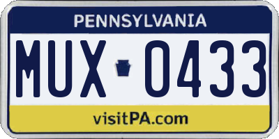 PA license plate MUX0433