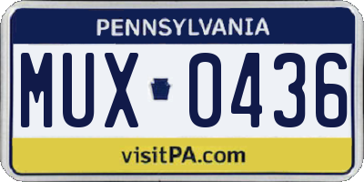 PA license plate MUX0436