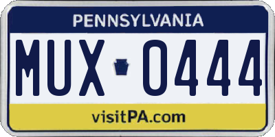 PA license plate MUX0444